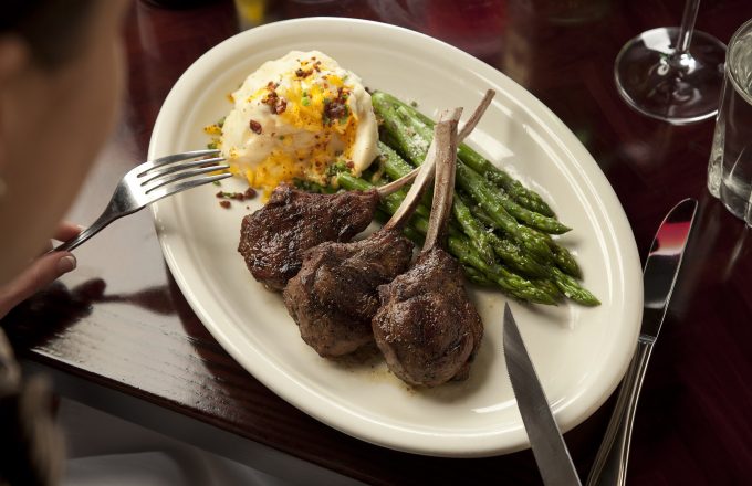 Grilled lamb chops with asparagus and loaded mashed potatoes at Carrabba's on Kirby