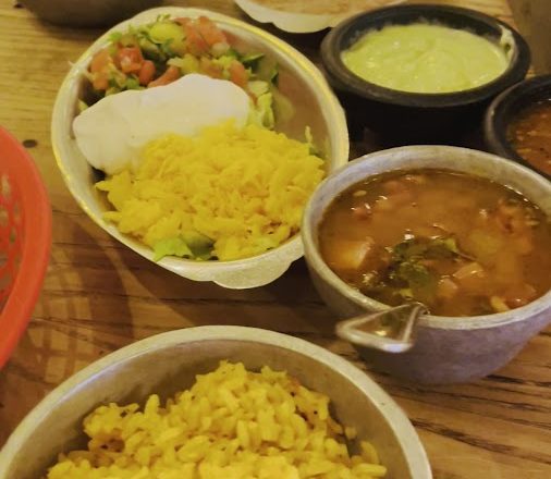 Soup and guacamole appetizer bowls at El Tiempo Cantina
