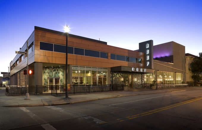 Historical exterior of Reef restaurant on Travis Street in Midtown Houston