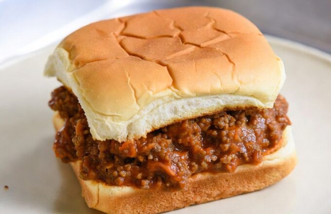 The sloppy joe — served with the quiet confidence of a cafeteria that knows you're coming back tomorrow regardless.