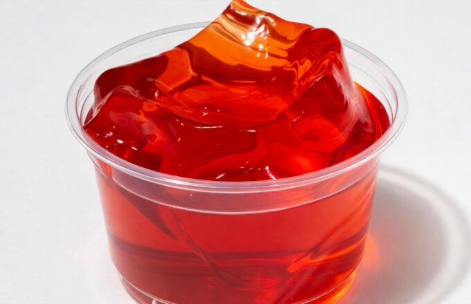 Amuse-bouche: a quivering cube of red Jell-O served in a plastic cup, because glassware is for restaurants that don't hand you a tray.
